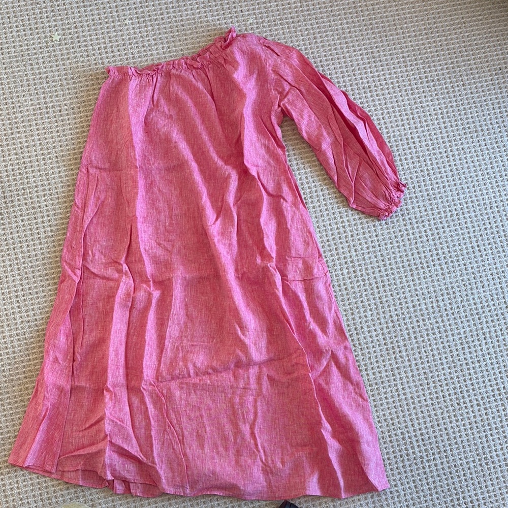 Lake Linen Pink Off-Shoulder Dress